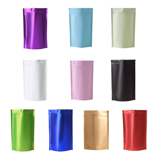 100 PCS/Set Matte Aluminum Foil Snack Stand-up Pouch, Size:14x20+4cm(Blue) by bashfashion