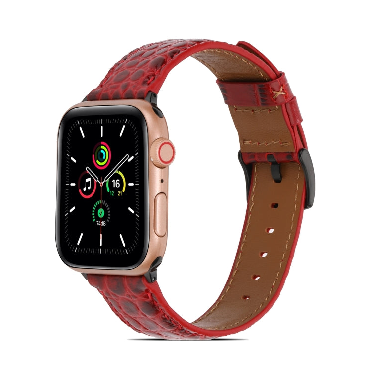 Crocodile Texture Leather Watch Band for Apple Watch Series 9&8&7 41mm / SE 3&SE 2&6&SE&5&4 40mm / 3&2&1 38mm(Red) by bashfashion