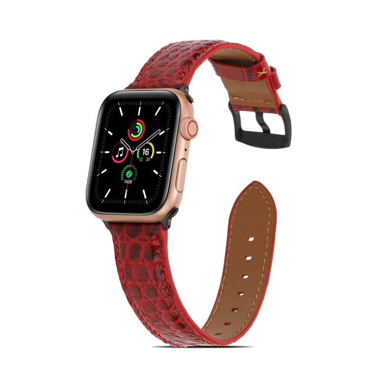 Crocodile Texture Leather Watch Band for Apple Watch Series 9&8&7 41mm / SE 3&SE 2&6&SE&5&4 40mm / 3&2&1 38mm(Red) by bashfashion