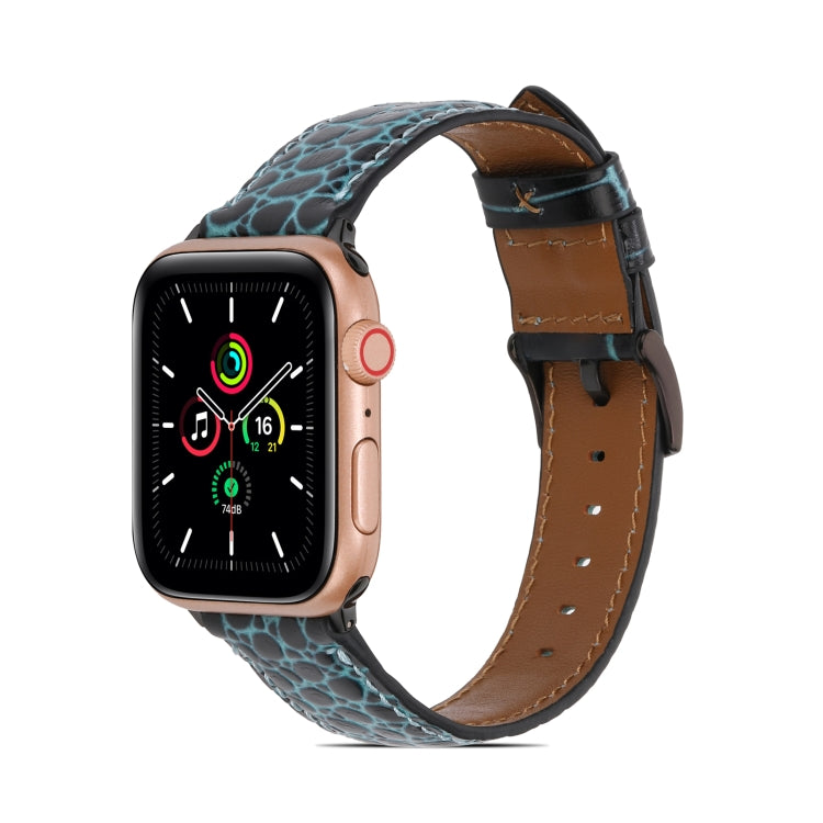 Crocodile Texture Leather Watch Band for Apple Watch Ultra 49mm&Watch Ultra 2 49mm / Series 9&8&7 45mm / SE 3&SE 2&6&SE&5&4 44mm / 3&2&1 42mm(Green) by bashfashion