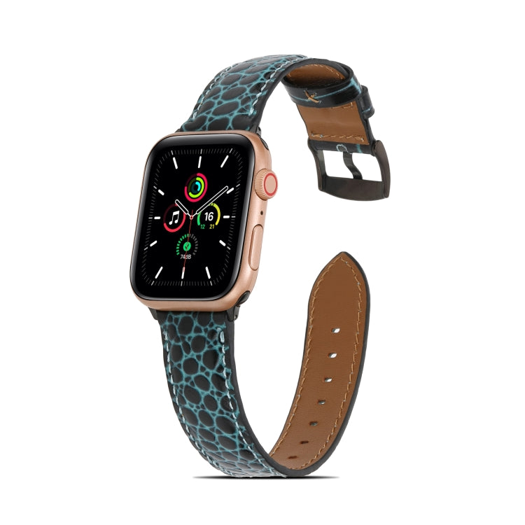 Crocodile Texture Leather Watch Band for Apple Watch Ultra 49mm&Watch Ultra 2 49mm / Series 9&8&7 45mm / SE 3&SE 2&6&SE&5&4 44mm / 3&2&1 42mm(Green) by bashfashion