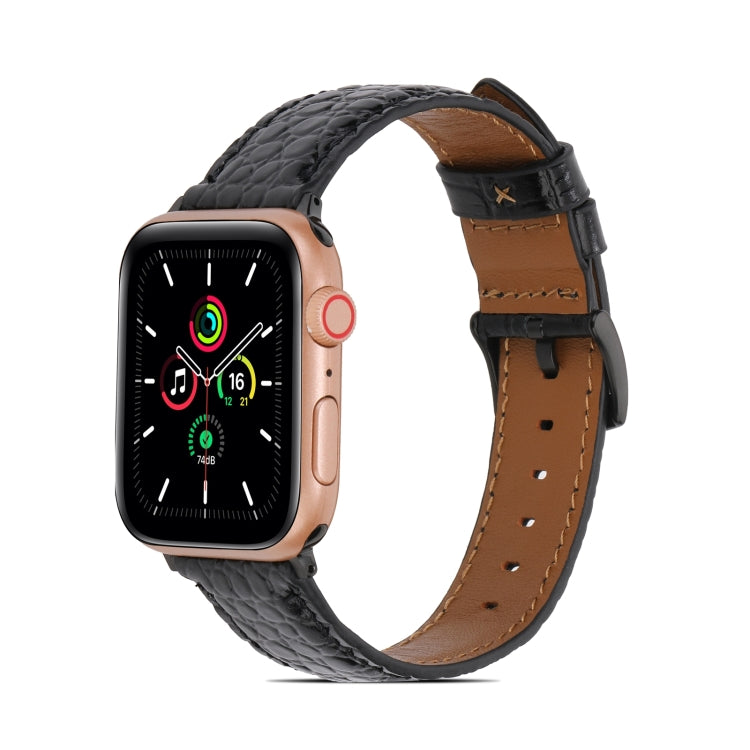 Crocodile Texture Leather Watch Band for Apple Watch Ultra 49mm&Watch Ultra 2 49mm / Series 9&8&7 45mm / SE 3&SE 2&6&SE&5&4 44mm / 3&2&1 42mm(Black) by bashfashion