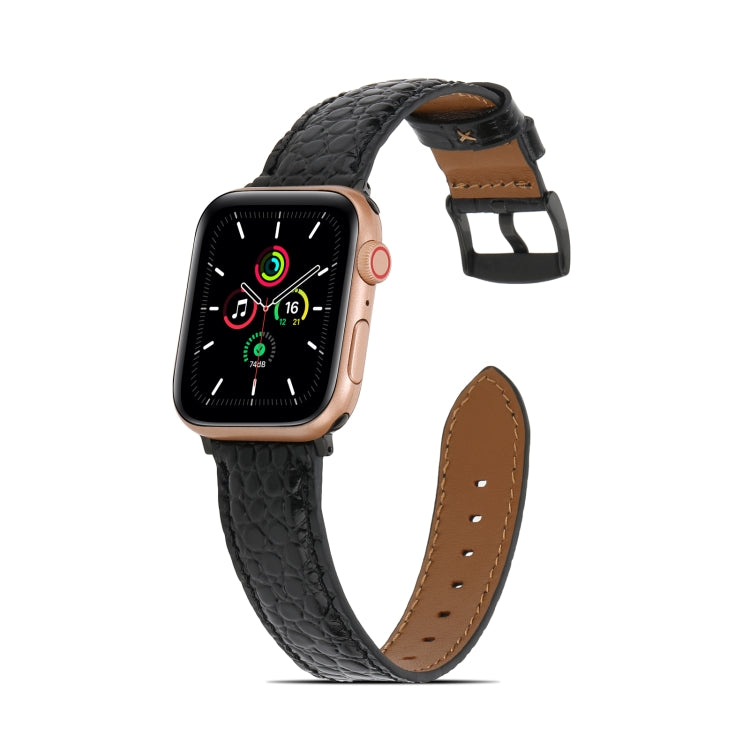 Crocodile Texture Leather Watch Band for Apple Watch Ultra 49mm&Watch Ultra 2 49mm / Series 9&8&7 45mm / SE 3&SE 2&6&SE&5&4 44mm / 3&2&1 42mm(Black) by bashfashion
