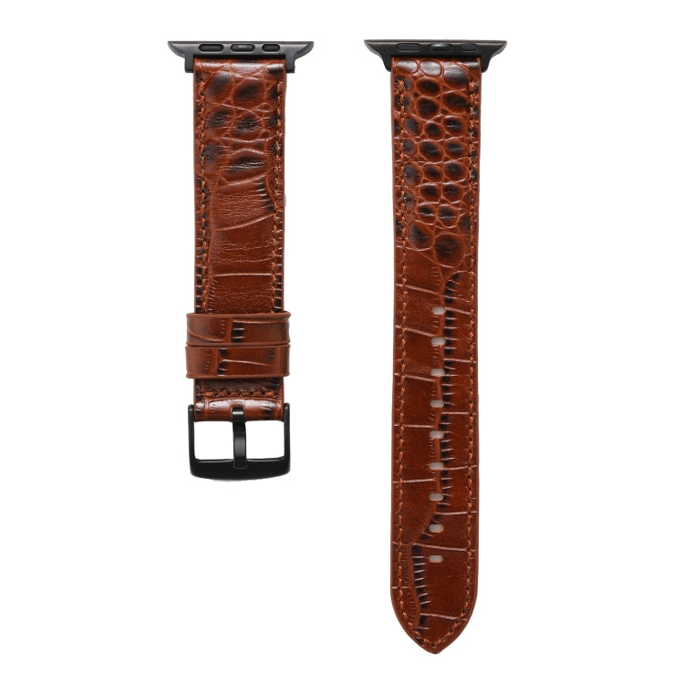 Crocodile Texture Leather Watch Band for Apple Watch Ultra 49mm&Watch Ultra 2 49mm / Series 9&8&7 45mm / SE 3&SE 2&6&SE&5&4 44mm / 3&2&1 42mm(Black) by bashfashion