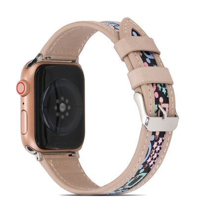Genuine Leather + GD Knitting Watch Band for Apple Watch Ultra 49mm&Watch Ultra 2 49mm / Series 9&8&7 45mm / SE 3&SE 2&6&SE&5&4 44mm / 3&2&1 42mm(Beige) by bashfashion