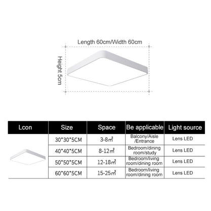 Macaron LED Square Ceiling Lamp, Stepless Dimming, Size:30cm(Green) by bashfashion