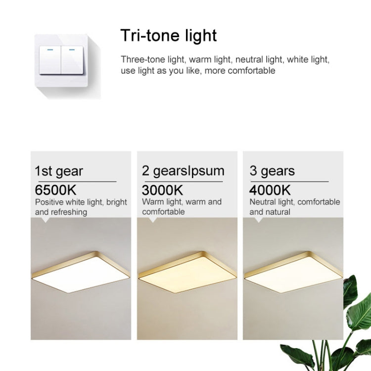 Macaron LED Rectangle Ceiling Lamp, 3-Colors Light, Size:110x70cm(Grey) by bashfashion