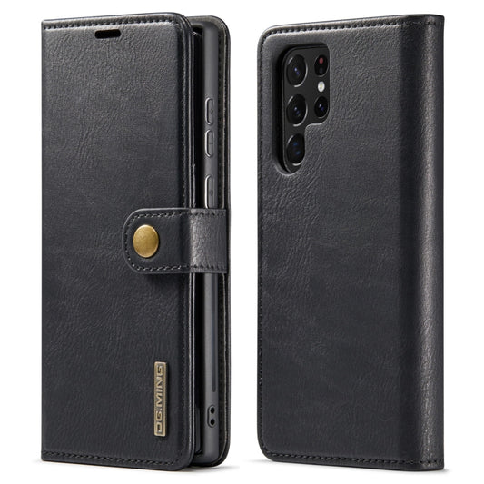 For Samsung Galaxy S22 Ultra 5G DG.MING Crazy Horse Texture Detachable Magnetic Leather Phone Case(Black) by DG.MING