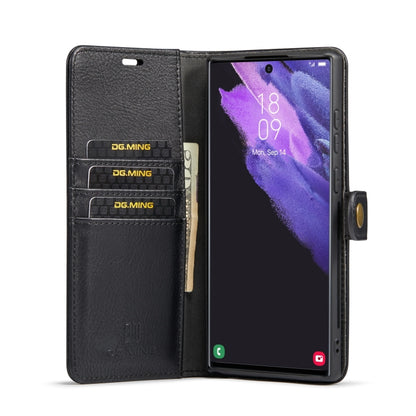 For Samsung Galaxy S22 Ultra 5G DG.MING Crazy Horse Texture Detachable Magnetic Leather Phone Case(Black) by DG.MING