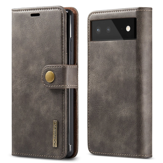 For Google Pixel 6 DG.MING Crazy Horse Texture Detachable Magnetic Leather Phone Case(Grey) by DG.MING