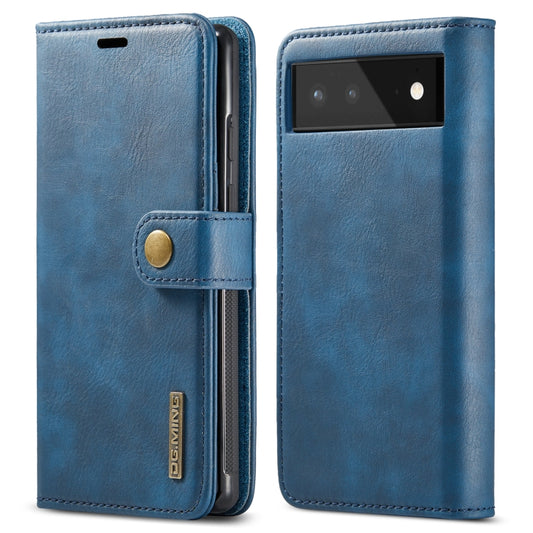 For Google Pixel 6 DG.MING Crazy Horse Texture Detachable Magnetic Leather Phone Case(Blue) by DG.MING