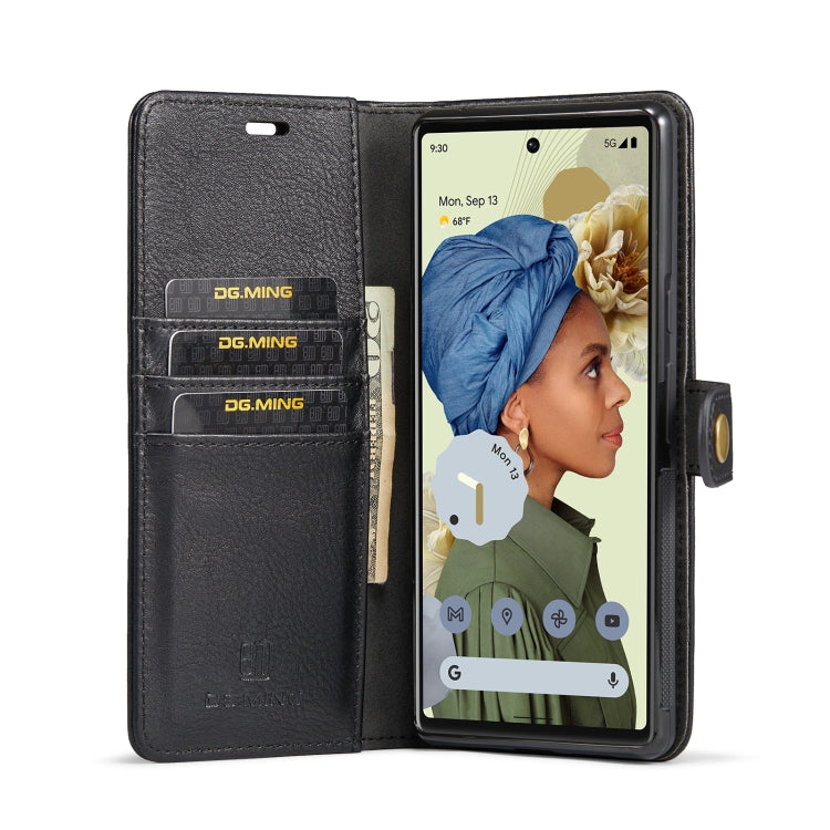 For Google Pixel 6 Pro DG.MING Crazy Horse Texture Detachable Magnetic Leather Phone Case(Black) by DG.MING
