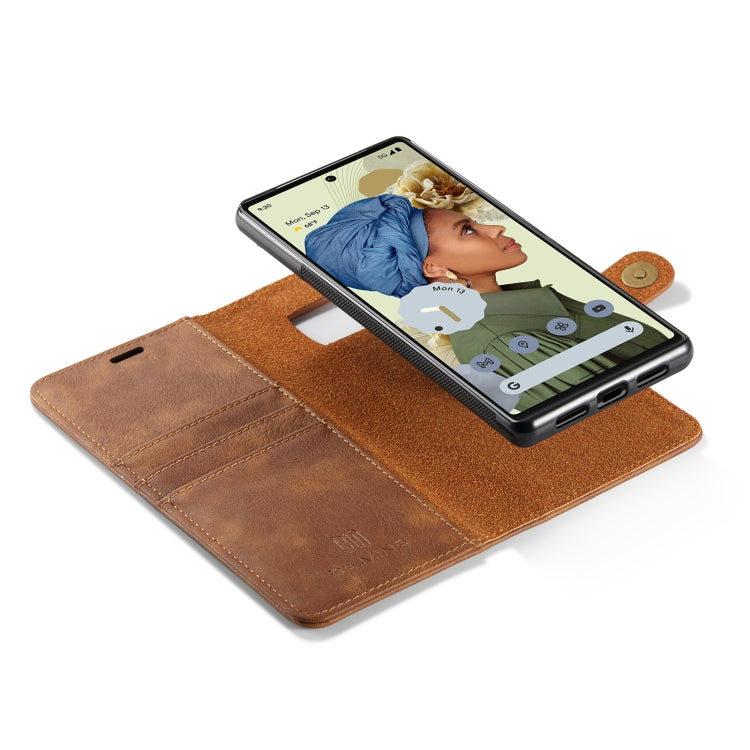 For Google Pixel 6 Pro DG.MING Crazy Horse Texture Detachable Magnetic Leather Phone Case(Brown) by DG.MING