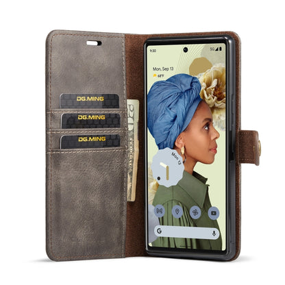 For Google Pixel 6 Pro DG.MING Crazy Horse Texture Detachable Magnetic Leather Phone Case(Grey) by DG.MING