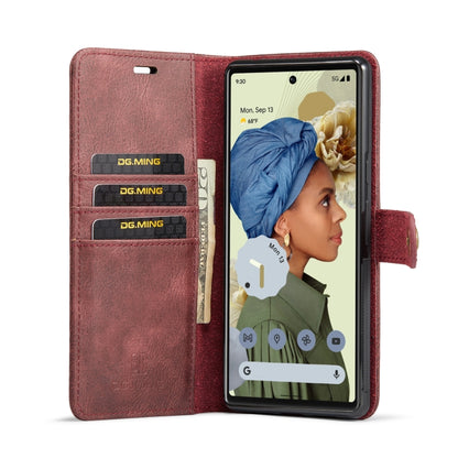 For Google Pixel 6 Pro DG.MING Crazy Horse Texture Detachable Magnetic Leather Phone Case(Red) by DG.MING
