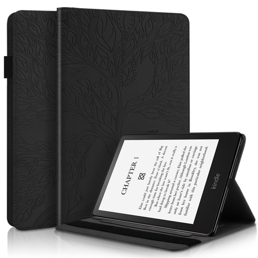 For Amazon Kindle Paperwhite 5 2021 Life Tree Series Leather Tablet Case(Black) by bashfashion