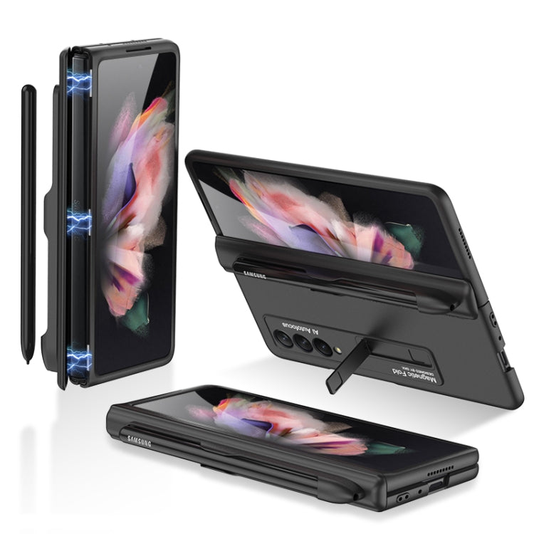 For Samsung Galaxy Z Fold3 5G GKK Magnetic Full Coverage Phone Flip Case with Pen Slot(Black) by GKK