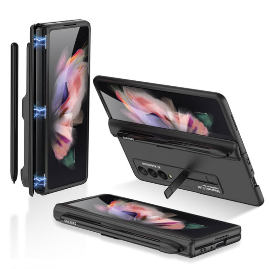 For Samsung Galaxy Z Fold3 5G GKK Magnetic Full Coverage Phone Flip Case with Pen Slot(Black) by GKK