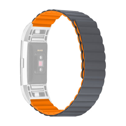 For Fitbit Charge 2 Silicone Magnetic Watch Band(Grey Orange) by bashfashion