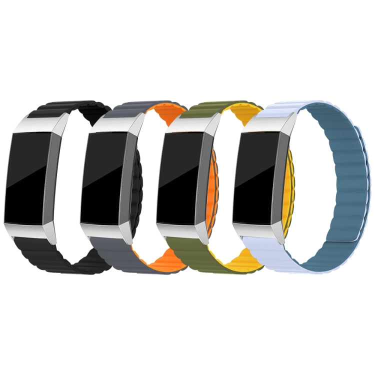 For Fitbit Charge 2 Silicone Magnetic Watch Band(Grey Orange) by bashfashion