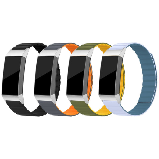 For Fitbit Charge 2 Silicone Magnetic Watch Band(Grey Orange) by bashfashion