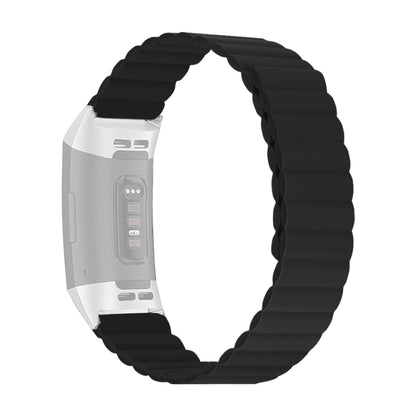 For Fitbit Charge 3 / 4 Silicone Magnetic Watch Band(Black) by bashfashion