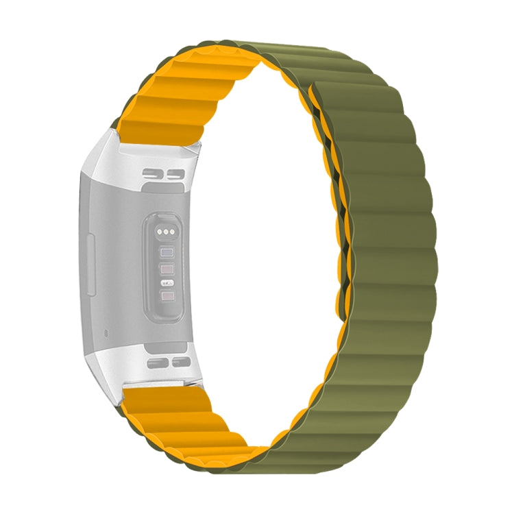 For Fitbit Charge 3 / 4 Silicone Magnetic Watch Band(Army Green) by bashfashion