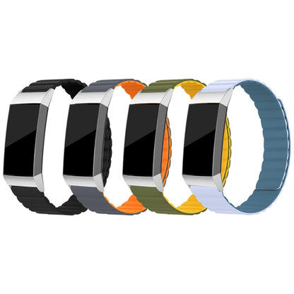 For Fitbit Charge 3 / 4 Silicone Magnetic Watch Band(Army Green) by bashfashion