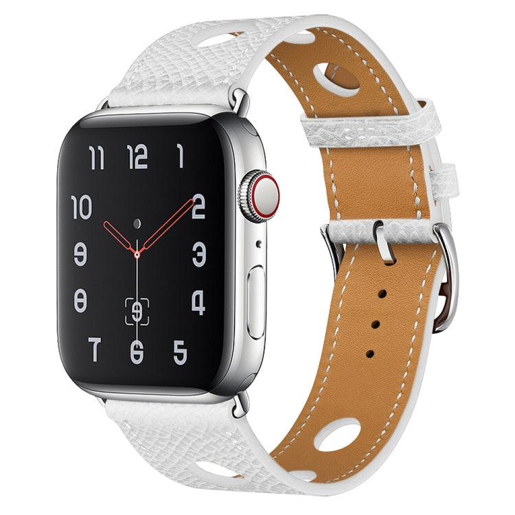 PU Silver Buckle Watch Band For Apple Watch Series 9&8&7 41mm / SE 3&SE 2&6&SE&5&4 40mm / 3&2&1 38mm(White) by bashfashion