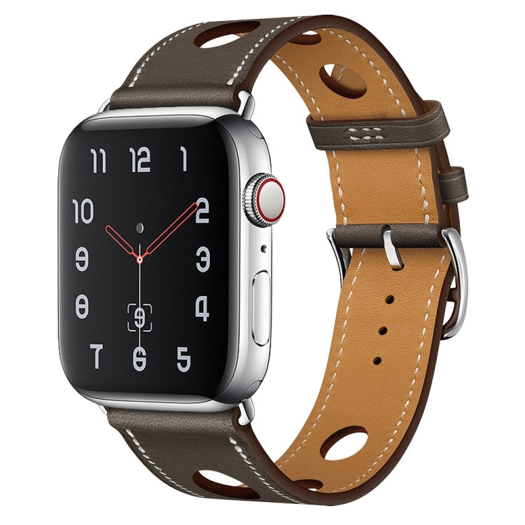 PU Silver Buckle Watch Band For Apple Watch Ultra 49mm&Watch Ultra 2 49mm / Series 9&8&7 45mm / SE 3&SE 2&6&SE&5&4 44mm / 3&2&1 42mm(Taupe) by bashfashion