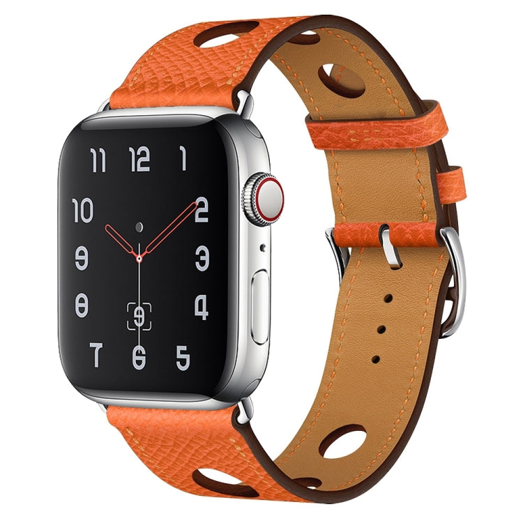 PU Silver Buckle Watch Band For Apple Watch Ultra 49mm&Watch Ultra 2 49mm / Series 9&8&7 45mm / SE 3&SE 2&6&SE&5&4 44mm / 3&2&1 42mm(Orange) by bashfashion