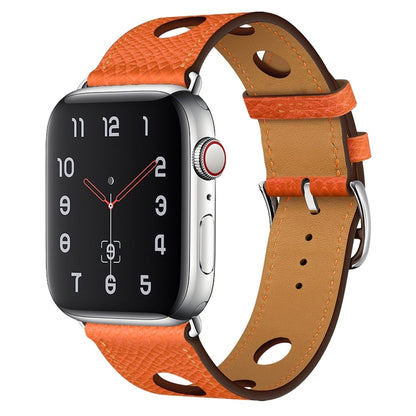 PU Silver Buckle Watch Band For Apple Watch Ultra 49mm&Watch Ultra 2 49mm / Series 9&8&7 45mm / SE 3&SE 2&6&SE&5&4 44mm / 3&2&1 42mm(Orange) by bashfashion