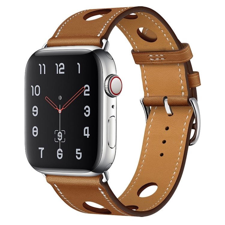 PU Silver Buckle Watch Band For Apple Watch Ultra 49mm&Watch Ultra 2 49mm / Series 9&8&7 45mm / SE 3&SE 2&6&SE&5&4 44mm / 3&2&1 42mm(Brown) by bashfashion