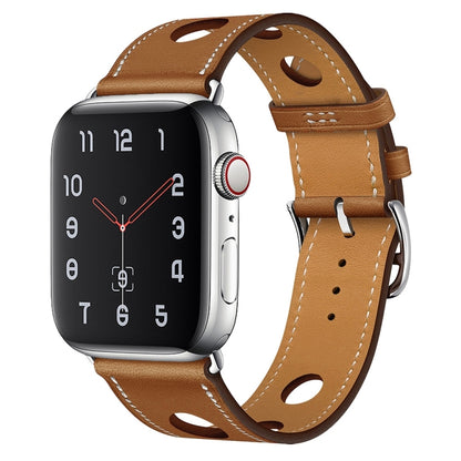 PU Silver Buckle Watch Band For Apple Watch Ultra 49mm&Watch Ultra 2 49mm / Series 9&8&7 45mm / SE 3&SE 2&6&SE&5&4 44mm / 3&2&1 42mm(Brown) by bashfashion