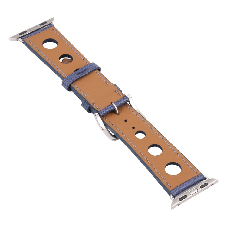 PU Silver Buckle Watch Band For Apple Watch Ultra 49mm&Watch Ultra 2 49mm / Series 9&8&7 45mm / SE 3&SE 2&6&SE&5&4 44mm / 3&2&1 42mm(Royal Blue) by bashfashion