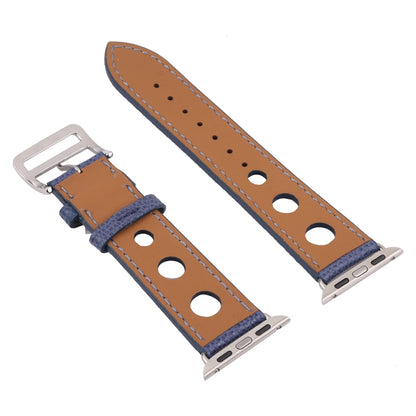PU Silver Buckle Watch Band For Apple Watch Ultra 49mm&Watch Ultra 2 49mm / Series 9&8&7 45mm / SE 3&SE 2&6&SE&5&4 44mm / 3&2&1 42mm(Royal Blue) by bashfashion