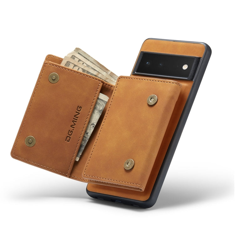 For Google Pixel 6 Pro DG.MING M1 Series 3-Fold Multi Card Wallet Back Cover Leather Phone Case(Brown) by DG.MING