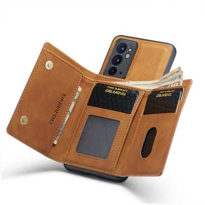 For OnePlus 9RT 5G DG.MING M1 Series 3-Fold Multi Card Wallet Back Cover Leather Phone Case(Brown) by DG.MING