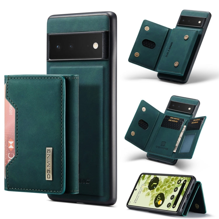 For Google Pixel 6 Pro DG.MING M2 Series 3-Fold Multi Card Bag Back Cover Leather Phone Case(Green) by DG.MING
