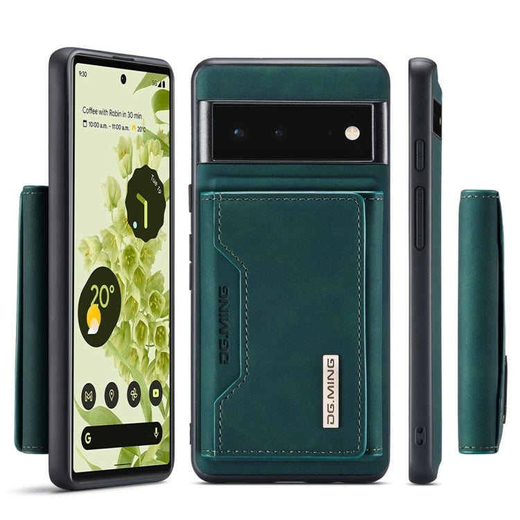 For Google Pixel 6 Pro DG.MING M2 Series 3-Fold Multi Card Bag Back Cover Leather Phone Case(Green) by DG.MING