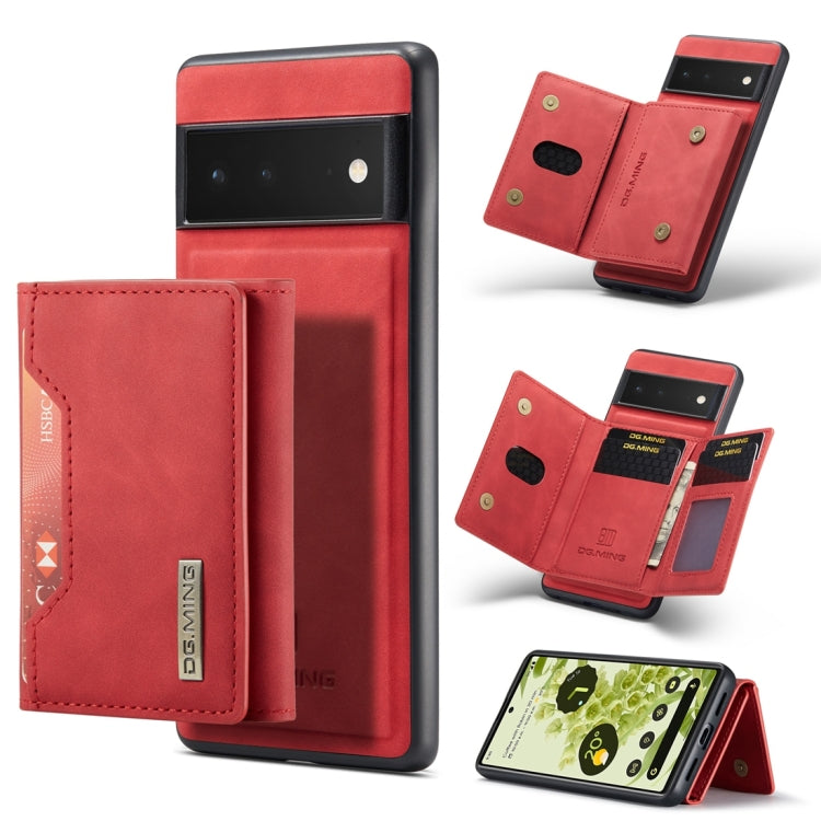 For Google Pixel 6 Pro DG.MING M2 Series 3-Fold Multi Card Bag Back Cover Leather Phone Case(Red) by DG.MING