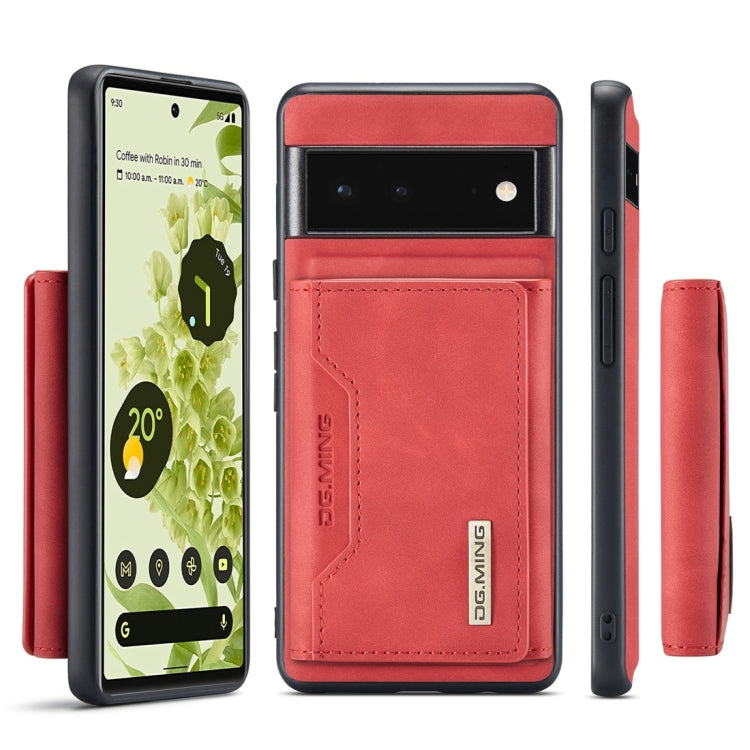 For Google Pixel 6 Pro DG.MING M2 Series 3-Fold Multi Card Bag Back Cover Leather Phone Case(Red) by DG.MING
