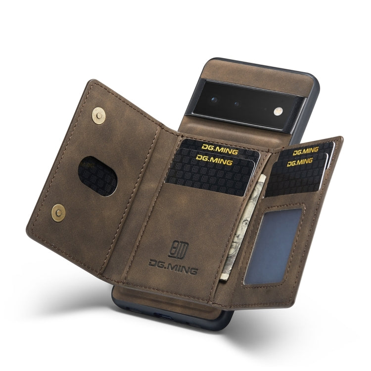 For Google Pixel 6 Pro DG.MING M2 Series 3-Fold Multi Card Bag Back Cover Leather Phone Case(Coffee) by DG.MING
