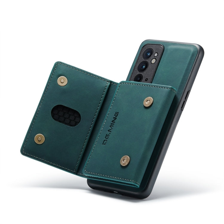 For OnePlus 9RT 5G DG.MING M2 Series 3-Fold Multi Card Bag Back Cover Leather Phone Case(Green) by DG.MING