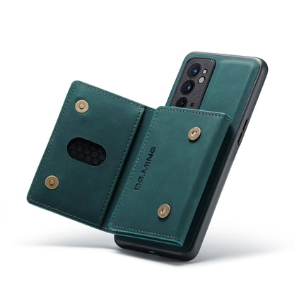 For OnePlus 9RT 5G DG.MING M2 Series 3-Fold Multi Card Bag Back Cover Leather Phone Case(Green) by DG.MING