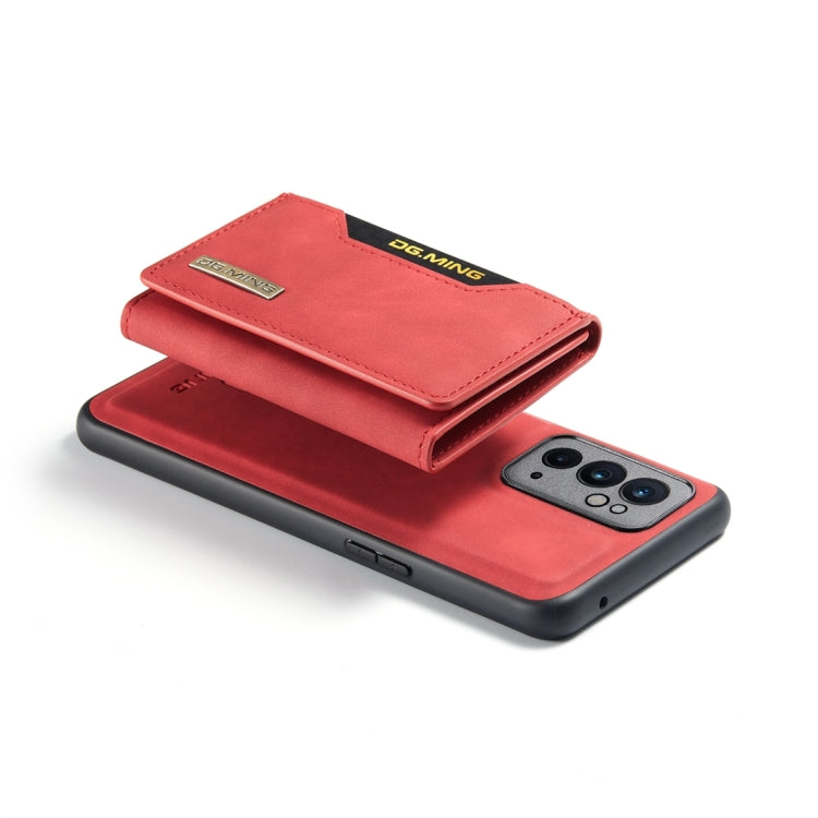 For OnePlus 9RT 5G DG.MING M2 Series 3-Fold Multi Card Bag Back Cover Leather Phone Case(Red) by DG.MING