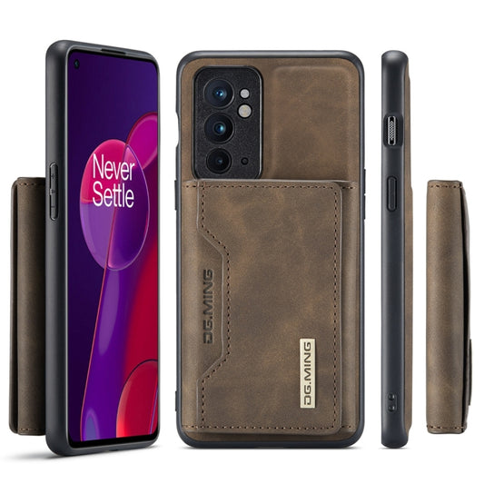 For OnePlus 9RT 5G DG.MING M2 Series 3-Fold Multi Card Bag Back Cover Leather Phone Case(Coffee) by DG.MING