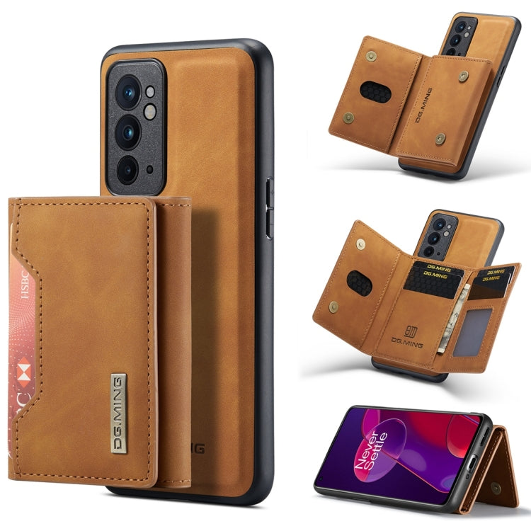 For OnePlus 9RT 5G DG.MING M2 Series 3-Fold Multi Card Bag Back Cover Leather Phone Case(Brown) by DG.MING