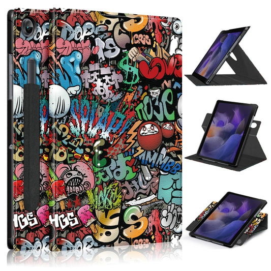 For Samsung Galaxy Tab A8 2022 SM-X200 360 Degrees Rotation Leather Tablet Case(Graffiti) by bashfashion