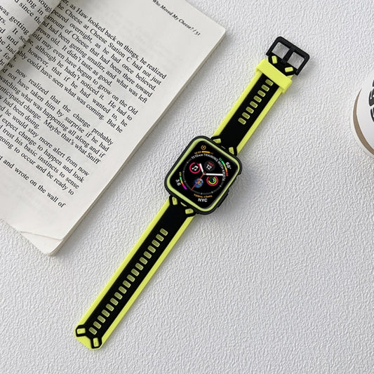 TPU Watch Band For Apple Watch Series 9&8&7 41mm / SE 3&SE 2&6&SE&5&4 40mm / 3&2&1 38mm(Black Yellow) by bashfashion